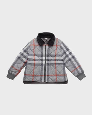 Burberry Boy's Otis Quilted Check-Print Lined Jacket, Size 4-14