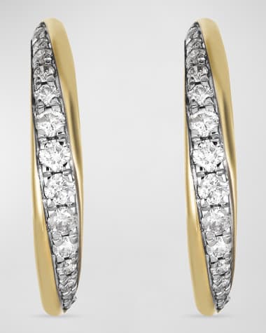 STONE AND STRAND Diamond Twist Pavé 10K Gold Hoop Earrings