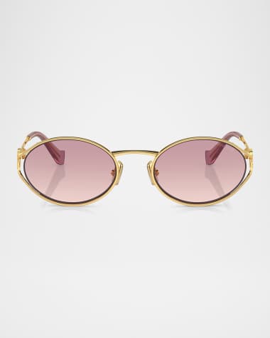 Miu Miu Cut-Out Metal & Plastic Oval Sunglasses