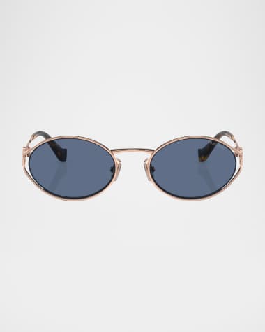 Miu Miu Cut-Out Metal & Plastic Oval Sunglasses