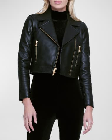 L'Agence Onna Cropped Leather Jacket
