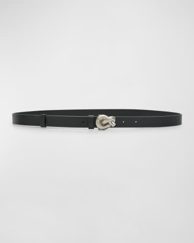 Bottega Veneta Brass Knot Skinny Leather Belt