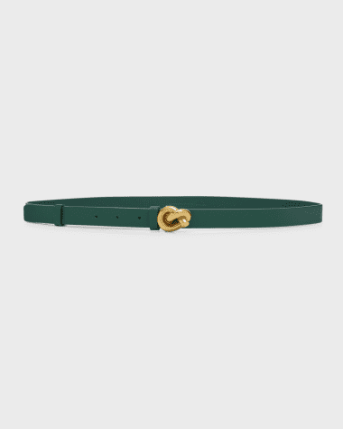 Bottega Veneta Brass Knot Skinny Leather Belt