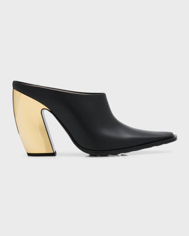 Bottega Veneta Tex Leather Metallic Mules