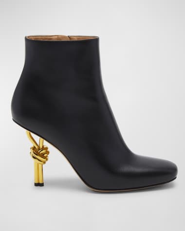 Bottega Veneta Leather Knot-Heel Ankle Booties