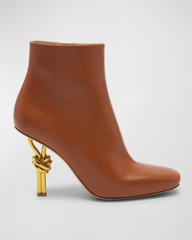 Bottega Veneta Leather Knot-Heel Ankle Booties