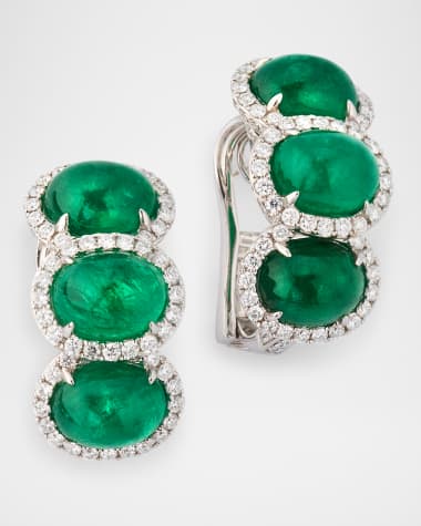 Piranesi 18K White Gold Emerald and Diamond Earrings