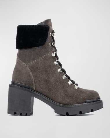 Aquatalia Vikki Suede Shearling Hiker Boots