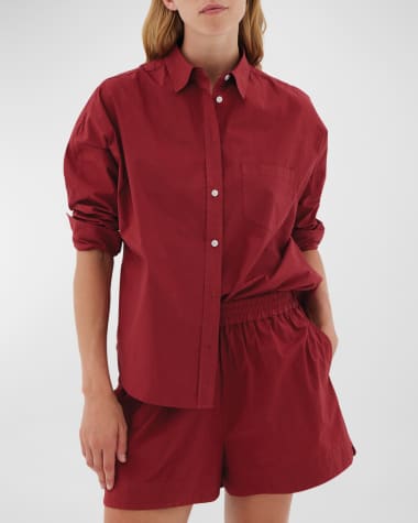LMND Chiara Relaxed-Fit Dyed Cotton Button-Front Shirt