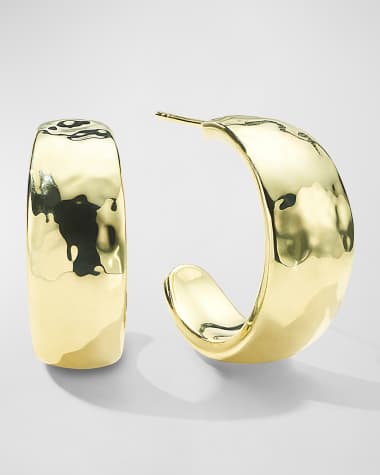 Ippolita 18K Gold Classico Hammered #2 Hoops Earrings