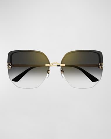 Cartier Panther Rimless Metal Alloy Butterfly Sunglasses