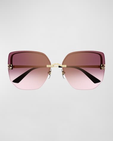 Cartier Panther Rimless Metal Alloy Butterfly Sunglasses