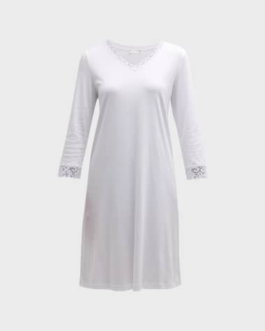 Pure Cotton Vintage Nightgown Women Spring Autumn Long Sleeve Lace