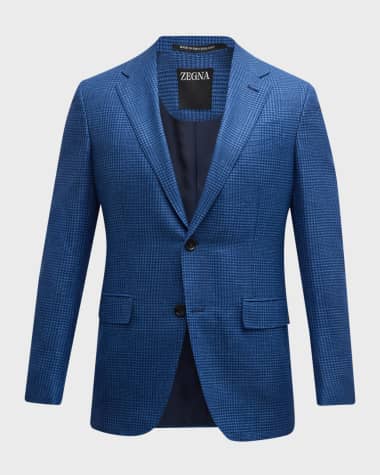 ZEGNA Men's Plaid Cashmere-Linen Sport Coat