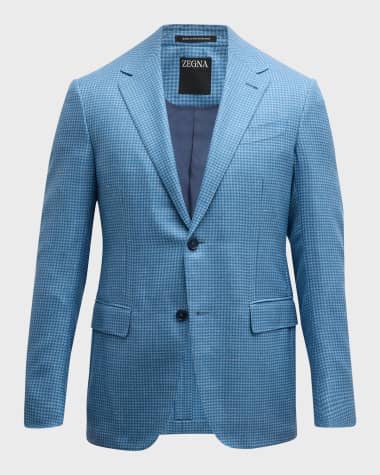 ZEGNA Men's Houndstooth Cashmere-Linen Sport Coat