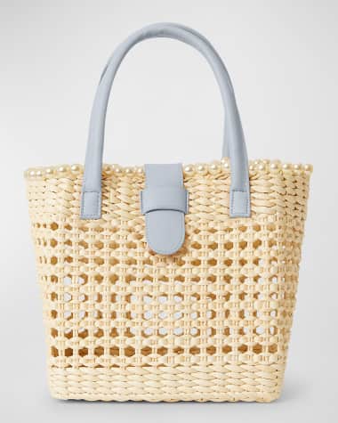 BTB Los Angeles Capri Mini Cutout Straw Tote Bag