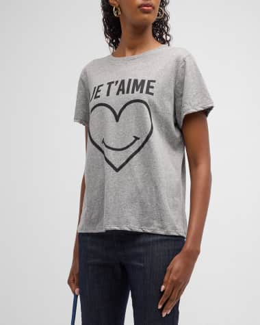 Cinq a Sept Smiling Heart Heathered Graphic T-Shirt