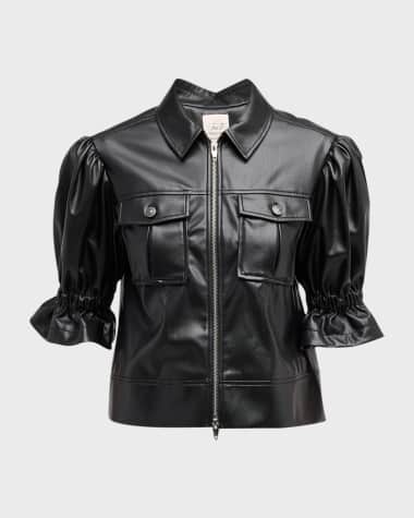 Cinq a Sept Holly Cropped Vegan Leather Jacket