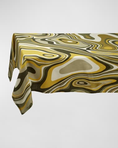 L'Objet Waves Linen Sateen Tablecloth, 70" x 126"