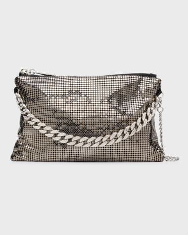 Whiting & Davis Zia Metallic Chain Crossbody Bag