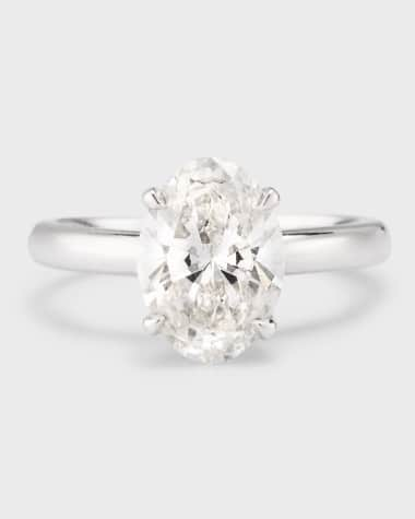 Neiman Marcus Lab Grown Diamonds Lab Grown Diamond Platinum Oval Solitaire, 3.0tcw, Size 7