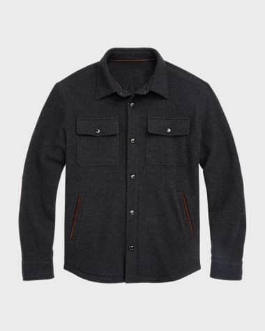 Ralph Lauren Purple Label Men's Brushed Shirt Jacket with Suede Trim