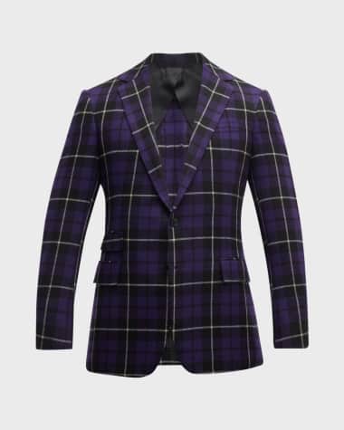 Ralph Lauren Purple Label Men's Kent Handmade Plaid Cashmere Suit Jacket