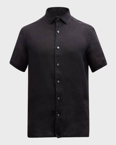 ZEGNA Men's Linen Short-Sleeve Shirt