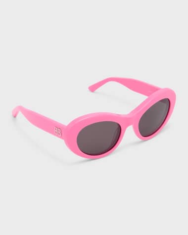 Balenciaga Logo Acetate Round Sunglasses