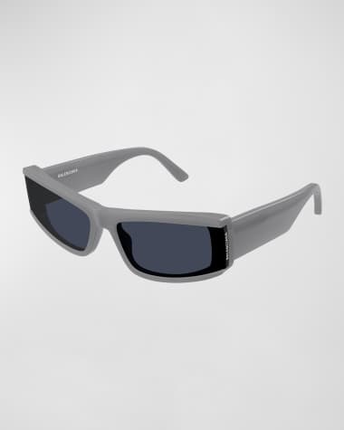 Balenciaga Men's BB0301SM Acetate Rectangle Sunglasses