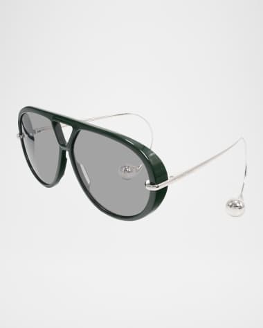 Bottega Veneta Geometric Acetate & Metal Alloy Aviator Sunglasses