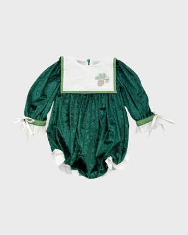 Petite Maison Kids Girl's Everly Damask Velour Romper, Size 3M-3
