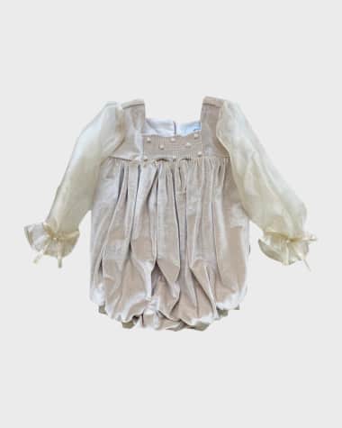 Petite Maison Kids Girl's Helena Velour Romper, Size 3M-4