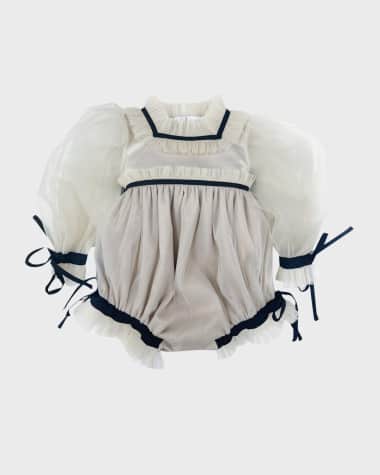 Petite Maison Kids Girl's Coco Caramel Tulle Romper, Size 3M-4