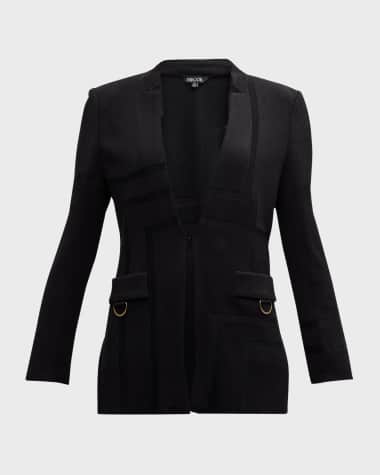 Misook Mandarin-Collar Tailored Knit Jacket