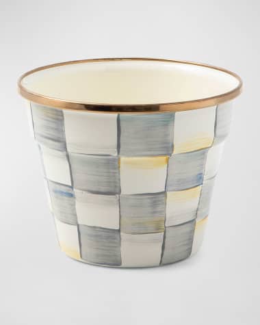 MacKenzie-Childs Sterling Check Enamel Small Garden Pot