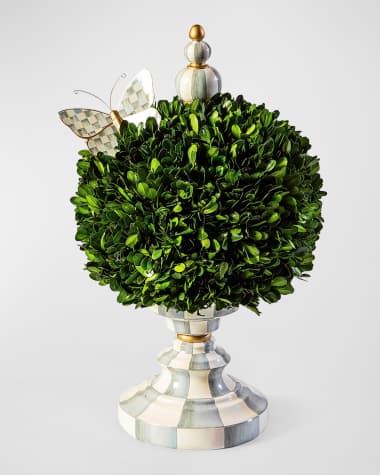 MacKenzie-Childs Sterling Check Medium Boxwood Centerpiece, 20"