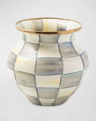 MacKenzie-Childs Sterling Check Enamel Vase
