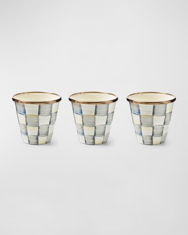 MacKenzie-Childs Sterling Check Enamel Herb Pots, Set of 3