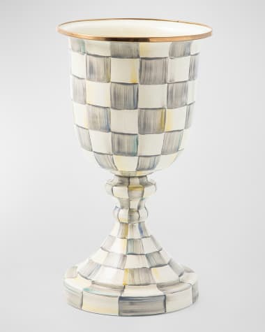 MacKenzie-Childs Sterling Check Enamel Pedestal Vase
