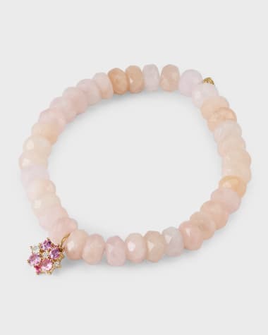 Sydney Evan 14k Morganite Beaded Bracelet with Disc Charm