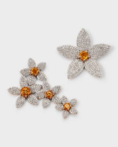 Siena Jewelry 14K Two-Tone Gold Citrine Diamond Daisy Crawler Stud Earrings