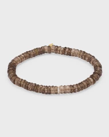 Sydney Evan Diamond Rondelle & Faceted Smokey Topaz Bead Bracelet