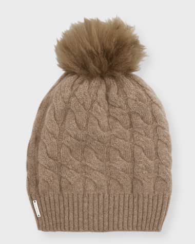 Gorski Cashmere Knit Toscana Lamb Pom Beanie