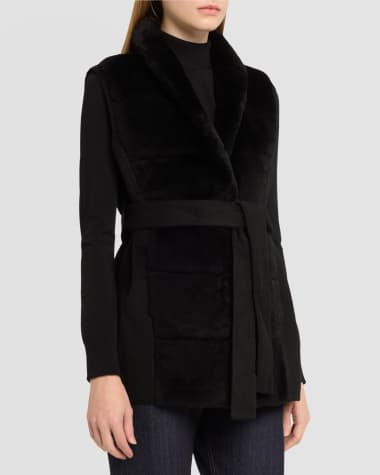 Gorski Reversible Shearling Vest with Belt
