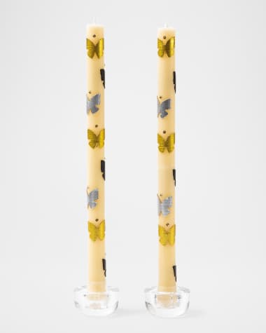MacKenzie-Childs Butterfly Silver/Gold Dinner Candles, Set of 2