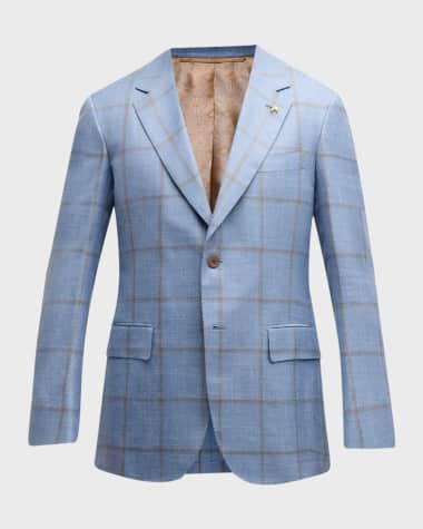 Stefano Ricci Men's Windowpane Single-Breasted Blazer Jacket