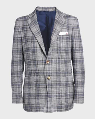 Kiton Men's Cashmere-Wool Plaid Sport Coat