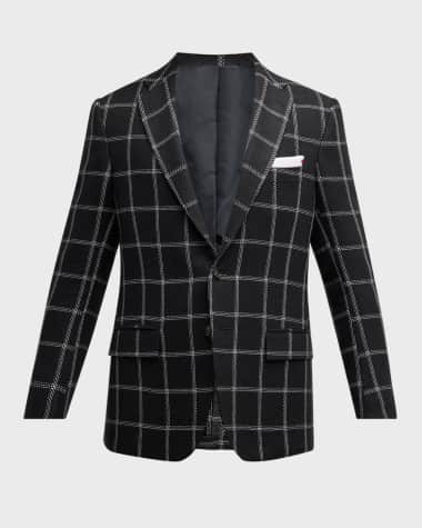 Kiton Men's Cashmere-Linen Windowpane Sport Coat
