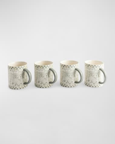 MacKenzie-Childs Sterling Cottage Mugs, Set of 4